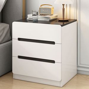Mesa <span class=keywords><strong>de</strong></span> <span class=keywords><strong>Noche</strong></span> <span class=keywords><strong>Flotante</strong></span> Blanca Pequeña con Detalles Negros, Estilo Nórdico, para Dormitorio <span class=keywords><strong>de</strong></span> Hotel - Product Image 3