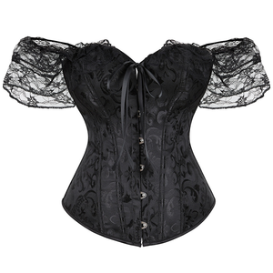 Corset <span class=keywords><strong>bustier</strong></span> vintage gothique à lacets floraux pour femme, sculptant le corps, style <span class=keywords><strong>court</strong></span>, haut de lingerie tissé - Product Image 4