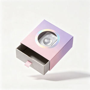 Boîte à tiroir personnalisée en carton pour lentilles de contact avec fenêtre ronde et impression holographique pour 10 à 30 lentilles de contact - Product Image 2