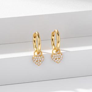 Pendientes de Aro con Corazón de Plata de Ley S925 SPJ Premium, Joyería Fina Vintage con Circonita para Boda, para Mujer - Product Image 5