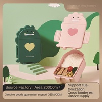 Boîte à lunch en plastique scellée avec couvercle, anti-fuite, pour étudiants et employés de bureau, motif dinosaure de dessin animé, durable, vente en gros