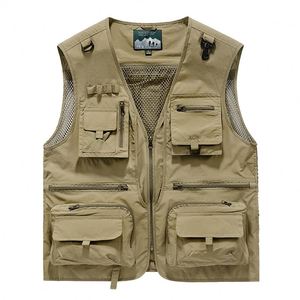 Gilet utilitaire personnalisé avec logo, multi-poches, fermeture éclair, sans manches, en mesh, pour la randonnée, la pêche, la photographie, les voyages, gilet d'extérieur pour homme - Product Image 2