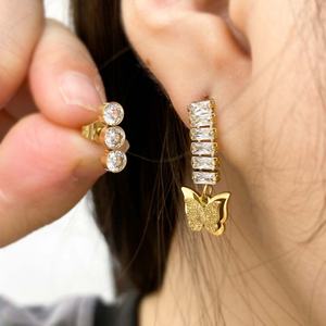 Boucles d'oreilles en zircon, vente en gros d'usine, boucles d'oreilles en acier inoxydable, accessoires pour boucles d'oreilles - Product Image 5