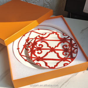 Plato de Comedor Rojo Chino de 10 Pulgadas y 8 Pulgadas, Plato para Cena Familiar, Plato para Ensalada, Plato Decorativo para Postre de Hotel - Product Image 3