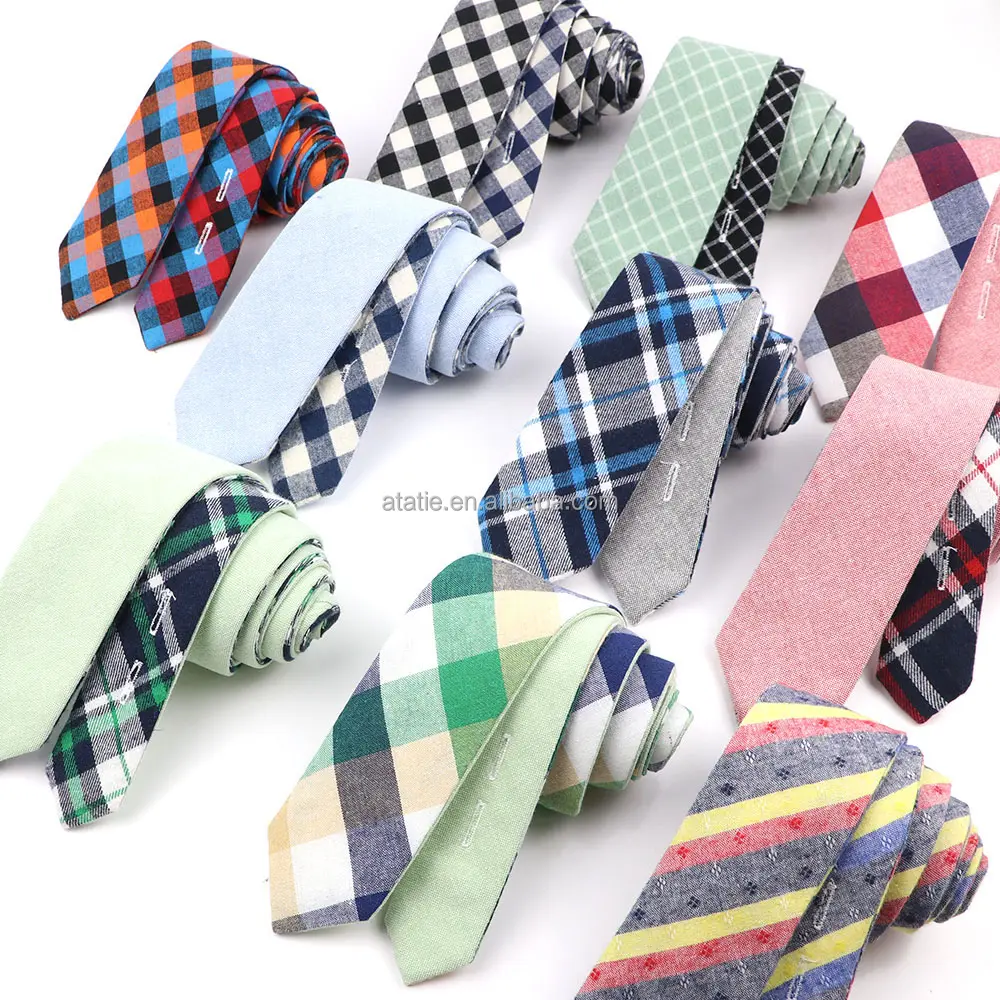 Naadloze Tie Classic Mannen Plaid Stropdas Casual Dubbele Gezicht Pak Ties Mannelijke Katoen Skinny Slim Ties Kleurrijke Das