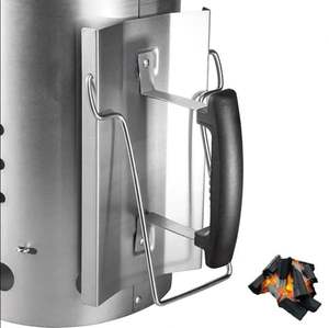 Barbecue écologique haut de gamme en acier inoxydable argenté, avec kit de démarrage rapide pour foyer et gril à charbon de bois - Product Image 3