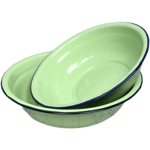 Bassine émaillée épaissie à rebord roulé, style ancien, pour le lavage des légumes, la préparation des sauces et comme bassine à soupe domestique. - Product Image 3