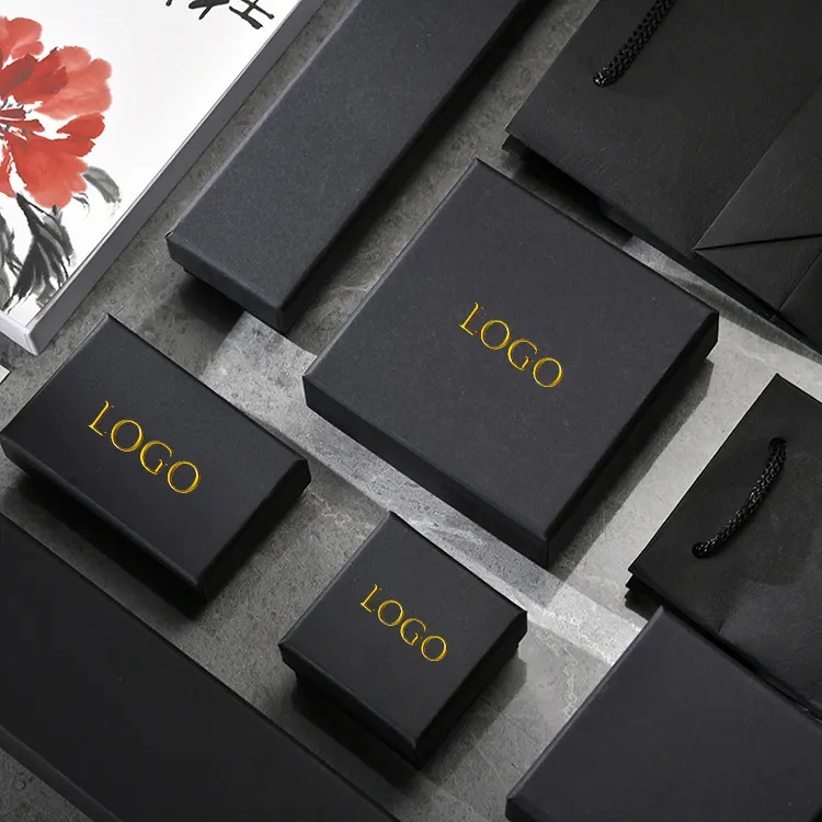 Hoge Kwaliteit Zwart Karton Box Armband Ketting Sieraden Papier Doos Voor Gift Horloge Verpakking