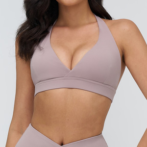Débardeurs de <span class=keywords><strong>sport</strong></span> sans dos pour femmes, de haute qualité, personnalisés, pour la gym et le fitness, avec soutien-gorge de yoga sportif à col en V profond et dos nu - Product Image 5
