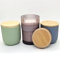 Vente en gros, bonne qualité, couvercle en bois de luxe personnalisé avec anneau en silicone pour pot de bougie en verre, décoration de la maison