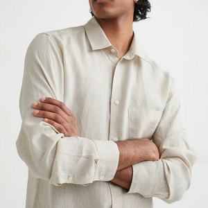 Chemises décontractées en lin pour hommes, personnalisées, à manches courtes, respirantes, anti-plis, à motifs imprimés pour l'automne - Product Image 1