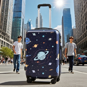 Valise <span class=keywords><strong>de</strong></span> <span class=keywords><strong>voyage</strong></span> à roulettes élégante et résistante à l'eau en ABS+PC, avec impression personnalisée <span class=keywords><strong>de</strong></span> planètes, coque rigide - Product Image 5