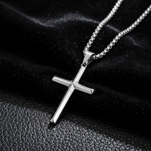 Collier unisexe avec pendentif croix or, argent, noir, bijoux de mode pour hommes et femmes, origine Dongguan - Product Image 1