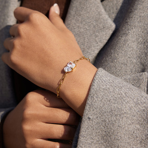 Pulsera de Acero Inoxidable con Circonitas, Chapada en Oro, Resistente al Agua, Antideslustre, Accesorios de Joyería para Damas TGSL4336 - Product Image 5