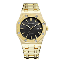 PS1453 montre classique en acier inoxydable doré étanche calendrier date aiguilles lumineuses montres à quartz de luxe pour hommes
