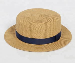 <span class=keywords><strong>Chapeau</strong></span> Plate Top Boater pour <span class=keywords><strong>Homme</strong></span> avec Ruban Gros Grain Bande Papier Paille pour Voyage Extérieur Style Décontracté - Product Image 1