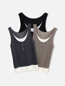 Canotta <span class=keywords><strong>da</strong></span> donna in lana merino naturale con spalline larghe, senza maniche, casual estiva, morbida e comoda, canotta intima, gilet <span class=keywords><strong>da</strong></span> donna - Product Image 1