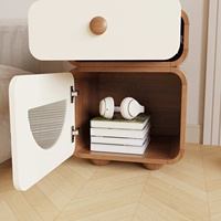 Table de chevet moderne avec rangement, 2 tiroirs, table de chevet en bois, design à bords arrondis pour chambre d'enfant