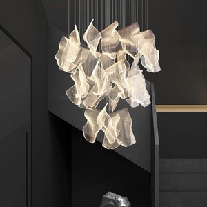 Lampadario a Sospensione PM Personalizzato in Acrilico per Scale, Lussuoso LED a Combinazione Multipla, Moderno per <span class=keywords><strong>Soggiorno</strong></span>, Sala da Pranzo, Edifici Duplex - Product Image 6