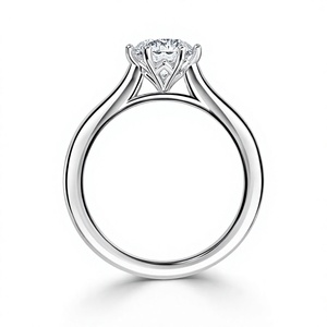 Bague de fiançailles solitaire en or blanc 14 carats avec diamant de laboratoire rond brillant de 1,15 carat et sertissage cathédrale à six griffes - Product Image 2