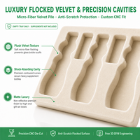 Plateau insert en PET floqué velours jetable personnalisé pour coffrets cadeaux de luxe de compléments alimentaires, de ginseng et de produits de santé