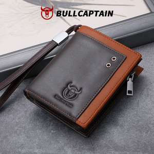 BULLCAPTAIN Men Retro Genuine Leather <b>Long</b> <b>Wallet</b> with RFID Blocking Large Capacity Zipper Closure for Unisex Casual Use - Product Image 1