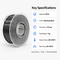 Filament PETG Noir Scintillant 1,75 mm – Finition Pailletée Attrayante pour Imprimantes 3D FDM/FFF – Modèles Décoratifs – OEM/ODM Disponibles