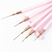 Vente en gros d'outils de stylo d'art d'ongle professionnel ensemble d'outils de manucure de sculpture de fil Ultra-fin tige en métal rose pour la peinture d'art d'ongle