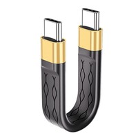 Câble de charge plat et flexible DFX USB 3.2 C vers C blindé en PVC de 15 cm 100 W avec E-Marker pour iPhone 17, MacBook, Power Bank
