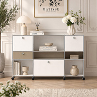 Lemari Samping Ruang Tamu Modular Stainless Steel Serbaguna dengan Rak Penyimpanan Furnitur Modular Logam