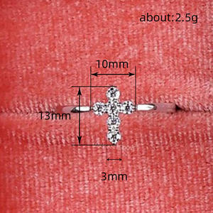 Anillo Cruzado T0038 con Circonita Cúbica, Engaste de Garras, Unisex, Regalo Cristiano, Anillos de Moda - Product Image 4