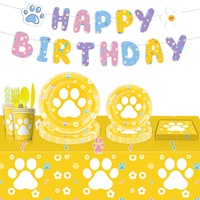 Nouvelles décorations et accessoires de fête d'anniversaire sur le thème des pattes de chien, nappes jetables, serviettes en papier, style mignon, Chine