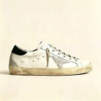Baskets à lacets vintage d'inspiration créateur, style usé confortable, en cuir véritable, pour le jogging décontracté, avec talon scintillant en caoutchouc