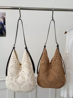 Sac tissé élégant et artistique, grande capacité, décontracté, à porter à l'épaule ou sous le bras, pour la plage et les vacances, sac de couture vintage durable avec fermeture éclair