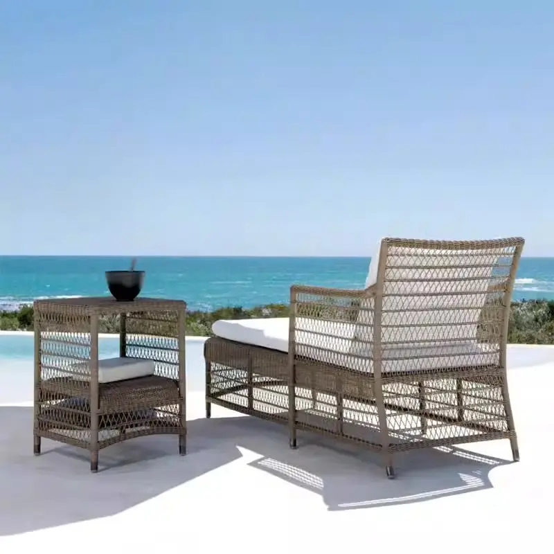 Luxury Outdoor Furniture Aluminum Frame Patio Garden Set Hotel UV resistant Rope Woven Outdoor Sofa