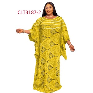 New Fashion African Plus Size <strong>Ladies</strong> <strong>Cord</strong> Lace Embroidery Dress Temperament Long <strong>Skirt</strong> - Product Image 2