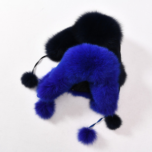 レディース女性イヤーフラップウシャンカハットのためのホット販売冬の暖かい帽子本物のキツネの毛皮の帽子 - Product Image 3