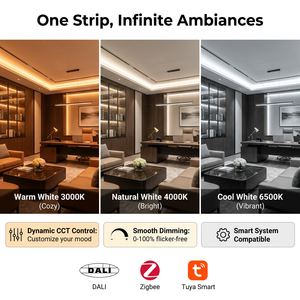 <b>Smart</b> LED <b>Strip</b> <b>Light</b> 24V DC CCT 3000K-6500K Dimmable IP65 Aluminum Body DALI Zigbee Tuya Compatible Office Use - Product Image 2