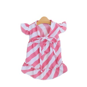 Pet Dress Striped Pink V-Neck Tie-Up Ruffle Short Sleeve For Dogs Cats Spring Summer - Product Image 4