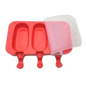 自制可重复使用的新可爱形状水果巧克力冰淇淋托盘迷你硅胶冰棒模具带盖