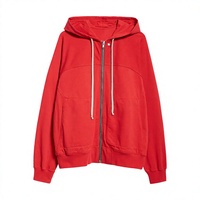 Sweat-shirt à capuche noir zippé en coton French Terry, veste décontractée unisexe pour l'automne