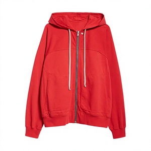 Sudadera con capucha negra con cremallera, de algodón French Terry, informal, unisex, para otoño. - Product Image 1