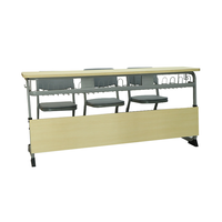 Ensemble de table et de chaise d'école primaire à trois places, réglable en hauteur, mobilier scolaire en bois, ensembles de table et de chaise pour élèves