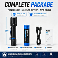 Linterna Táctica LED de Alta Potencia, 1300 Lúmenes, Resistente al Agua IP68, Alcance de 400-500M, Recargable por USB, Paquete Completo Industrial