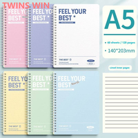 Carnet de notes A5 imprimé en gros, style simple, reliure spirale, couverture rigide multicolore pour l'école