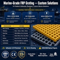 Grille en fibre de verre légère, haute résistance, non conductrice, antidérapante, résistante à la corrosion, pour plateformes marines offshore