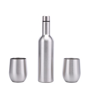 Juego de Vino Ecológico de Doble Pared Aislado, Botella de Vino de Acero Inoxidable, Juego de Regalo de Vasos, 750 ml - Product Image 6