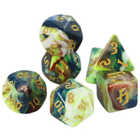 Dés personnalisés du MDN D & d dés polyédriques mixtes cosmiques scintillants bicolores étoilés pour dés de jeu de table RPG avec pochette