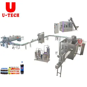 small beverage full Automatic 1.5L soda carbonated Sparkling Water Making Washing filling bottling labeling packing machine Line