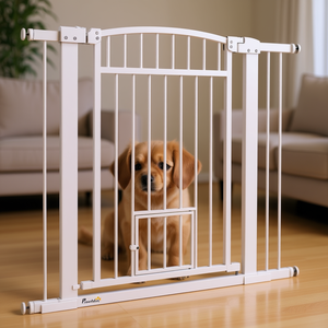 Puerta para Mascotas PawHut Extra Ancha de 30-41 Pulgadas y 37 Pulgadas de Alto con Puerta para Gatos, para Uso en Interiores - Product Image 2